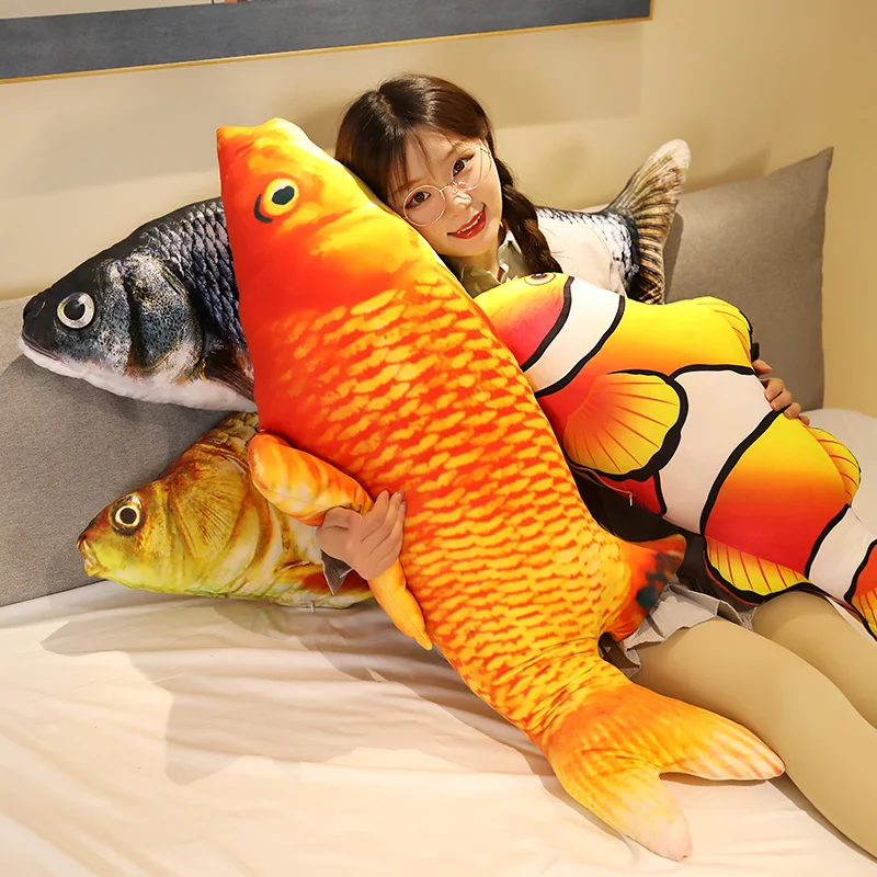 

1pcs 30-120cm Simulation Clownfish Lifelike Fish Plush Toys Soft Goldfish Stuffed Sofa Pillow Cushion Creative Gift Funny Decor