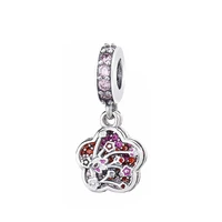 pink cz peach blossom pendant fit original pan charms bracelet for women zircon plum flower beads diy jewelry love pulseras gift