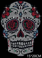 rose day of the dead candy skull rhinestone applique hot fix rhinestone patches iron on crystal transfers design shirt