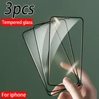 3 шт полное покрытие закаленное стекло для iPhone 11 12 Pro X XR XS MAX Защита экрана для iPhone 6 6s 7 8 plus Защитная стеклянная пленка
