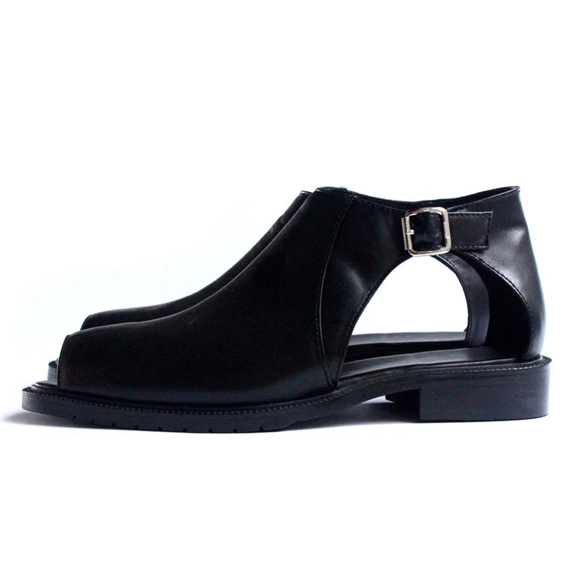 Мужские летние сандалии из натуральной кожи с открытым носком|Сандалии| |