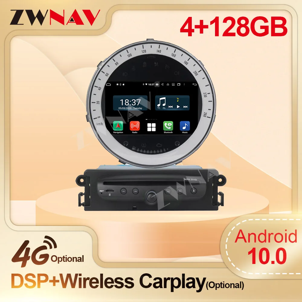 

Android 10 4G+128G GPS Audio Navigation DSP Head Unit Car DVD Player wireless Carplay Radio For BMW MNI Stereo Multimedia