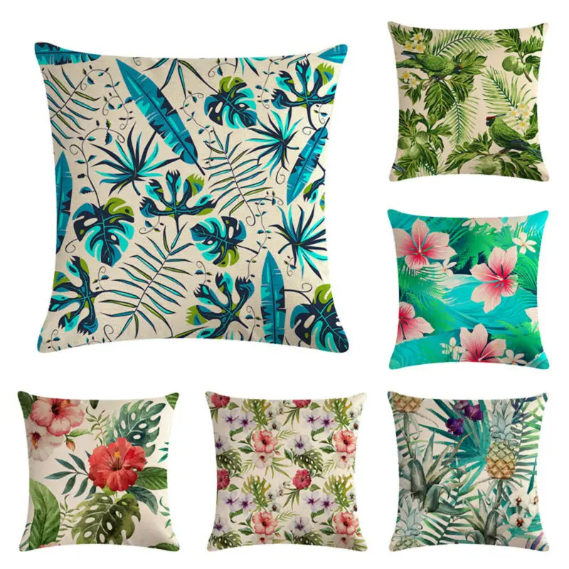 Новый тропические растения принт подушка чехол Обложка с зелеными листьями