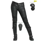 Женские мотоциклетные джинсы, повседневные мотоциклетные брюки с наколенниками, черные джинсовые брюки, повседневные мотоциклетные джинсы с наколенниками