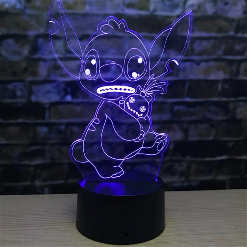 

Cartoon Stitch Night Light LED 3D Illusion Decorative Lamp Child Kids Baby 7 Color Change Touch Table Desk Lamp Home Decoration