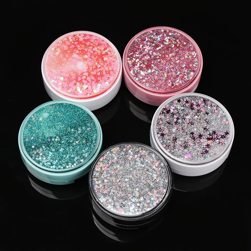 

1PC Fashion Portable Cute Glitter Quicksand Contact Lens Box Reflective Mirror Lens Case Soaking Storage Travel Accessories