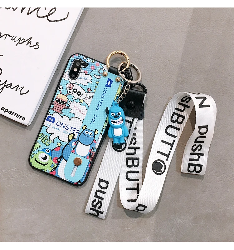 As shown in Oneplus 7 pro милый ремешок на запястье с монстрами Мягкий ТПУ чехол для телефона для Oneplus 3 3T 1+ 5 5T One plus6 6T 1+ 7 Чехол-держатель+ игрушка+ ремни - Цвет: As shown in