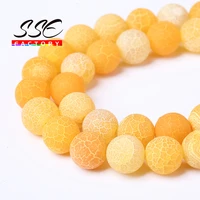 natural stone beads frost orange yellow cracked dream fire dragon veins agates beads for jewelry making diy bracelet 46810mm