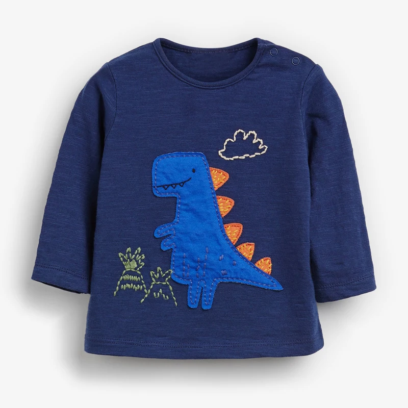 Menoea/одежда для малышей весенне-осенняя модная футболка с рисунком динозавра