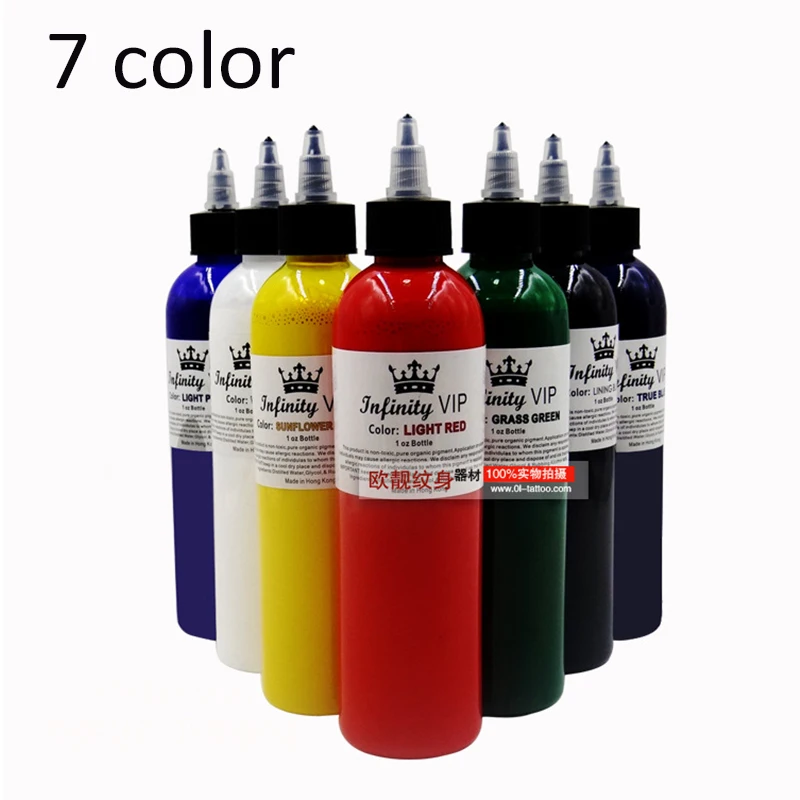 

Tattoo Professional 8 Oz 7 Basic Colors Tattoo Ink Set Permanent Micropigment Pigment Kit For Body Paint & Tattoo