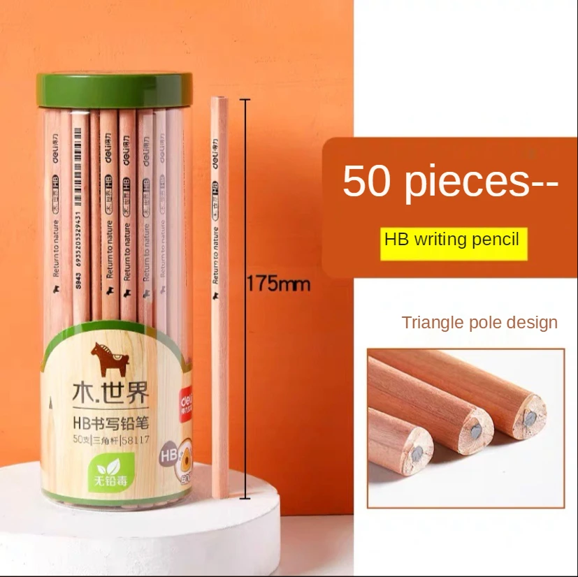 

2H/HB/2B Sketching Charcoal 50 Wood Pencils S907 Series Triangle Hexagonal Rod Barrel Student Painting Set Art Supplies