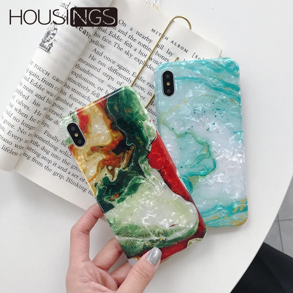 Colorful Marble Phone Case For iPhone 7 8 Plus Glitter Pattern Cover XR XS Max Soft TPU 6 |