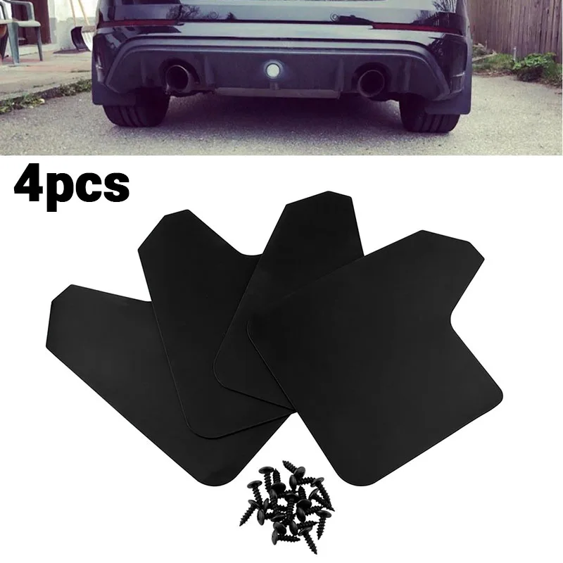 

4PCS Car Truck Front Rear Fender Mud Flaps Black Basic Universal Mounting 11.5"×15.1"
