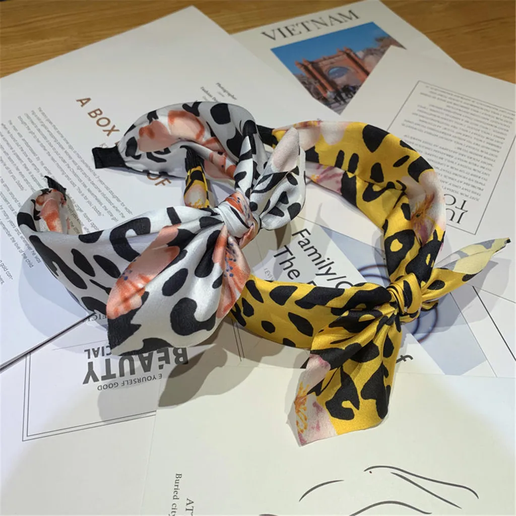 Лента для волос женщин модные с леопардовым принтом бантом головные уборы и