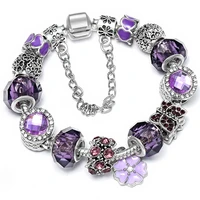brace code dropshipping purple charm bracelet with purple crystal beads and butterfly pendant bracelet for womens gifts