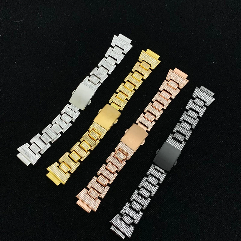 Позолоченный Браслет для часов G shock DW6900 с микрозакрепкой lab diamond 18k|Ремешки часов| |