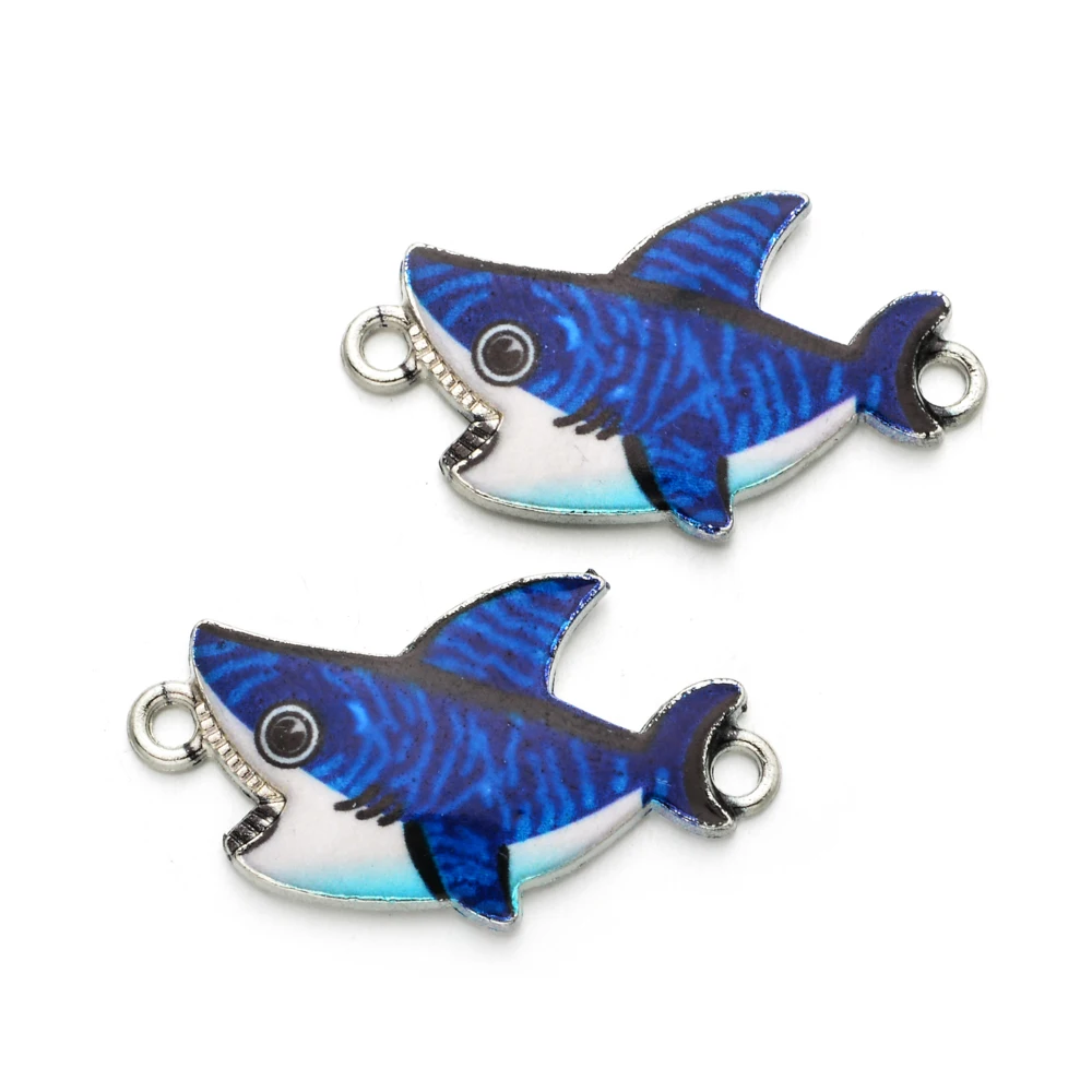 10 шт. смешанный мультипликационный Акулья эмаль очаровательный соединитель