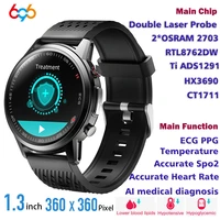 professional health smart watch ti chip treat three high with double laser body temperature thermometer spo2 ecg ppg smartwatch