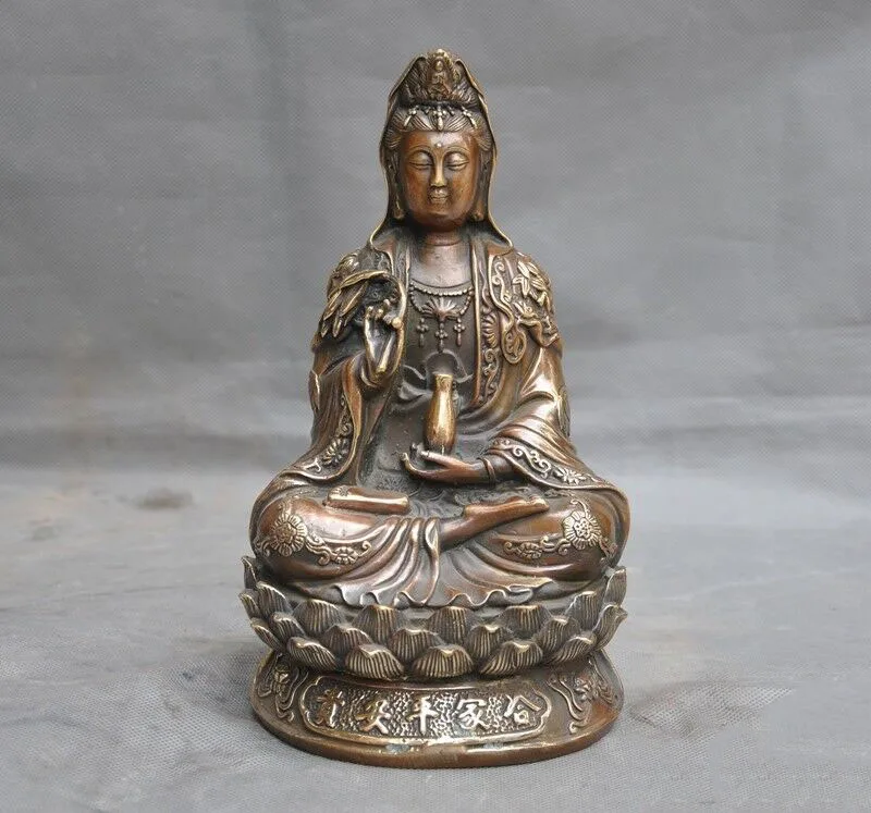 

Свадебное украшение 10 "Китайский, буддистский, бронзовый Lotus Kwan-Yin GuanYin статуя Будды Бодхисаттва