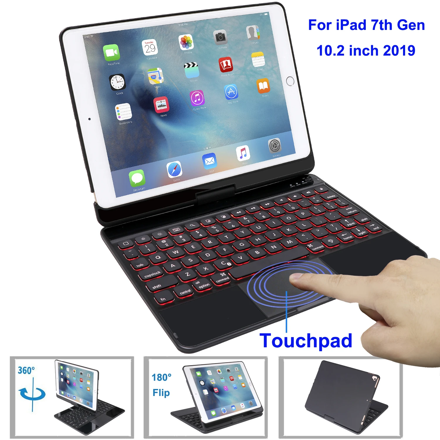Чехол для сенсорной клавиатуры iPad 7 го поколения 10 2 дюйма 2019 чехол с клавиатурой