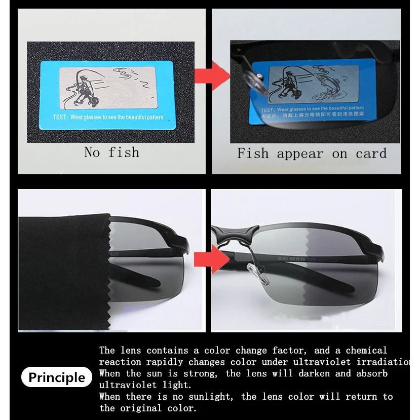 

Al-Mg Alloy Photochromic Sunglasses Men Polarized Chameleon Glasses Change Color Sun Glasses Day Night Vision Driving Goggles