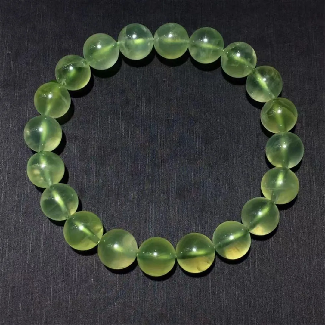 

Натуральный браслет из пренита диаметром 9 мм, ювелирные изделия для женщин и мужчин, восстанавливающий подарок, круглые бусины из драгоцен...