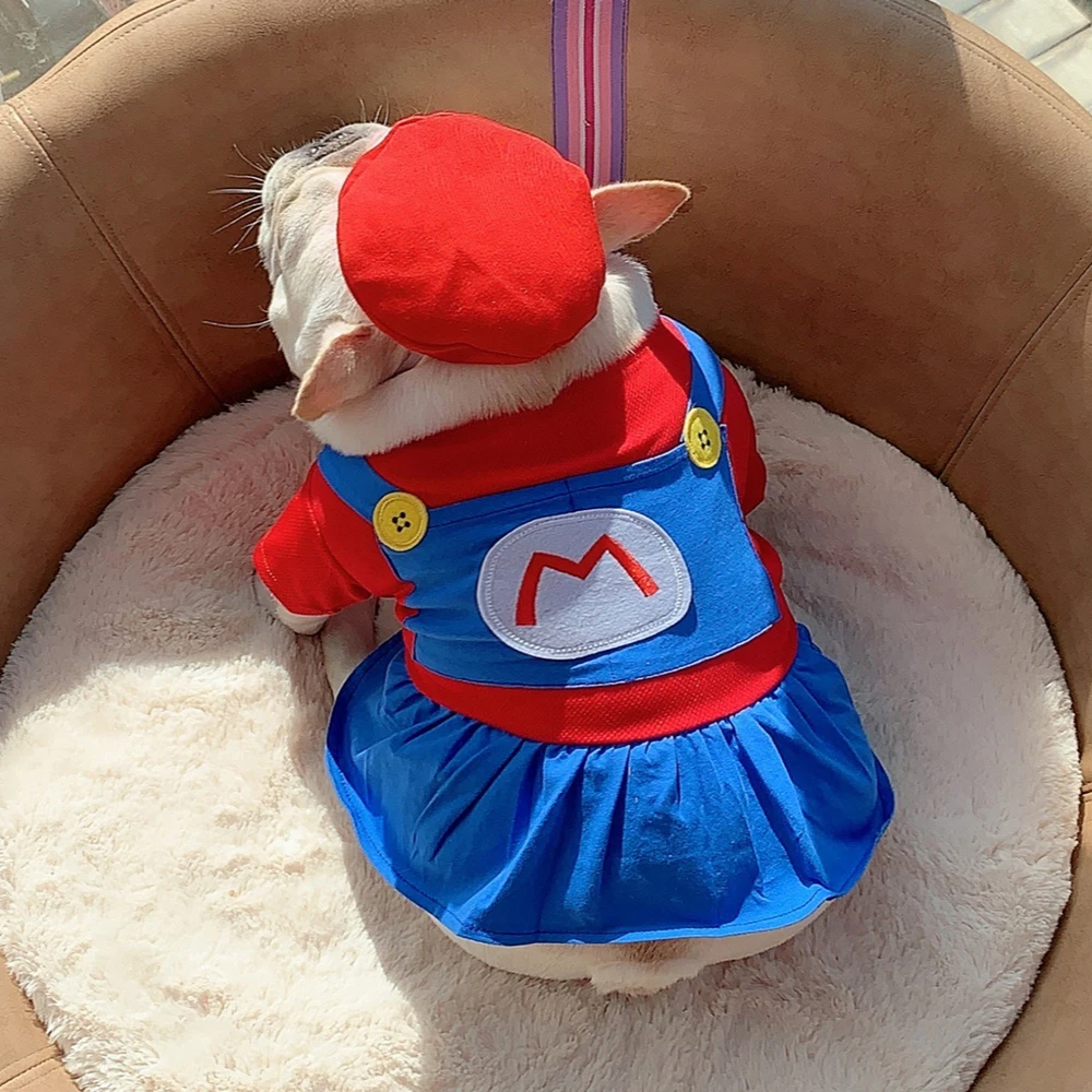 French Bulldog Clothes Dog For Small Big Summer Chihuahua Pug Super Mario Dogs Shirt Costume | Дом и сад