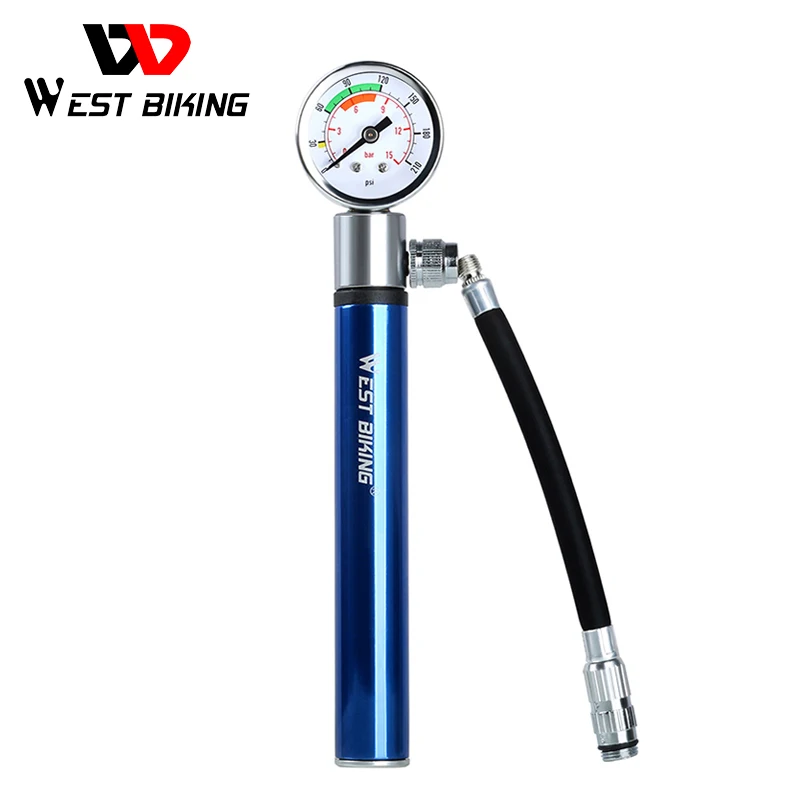 WEST BIKING мини Велосипедные насосы с Давление датчик 120 фунтов/кв. дюйм ручной