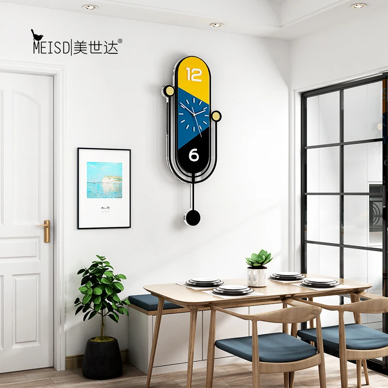 Модные контрастные тихие большие декоративные Swingable настенные часы современный