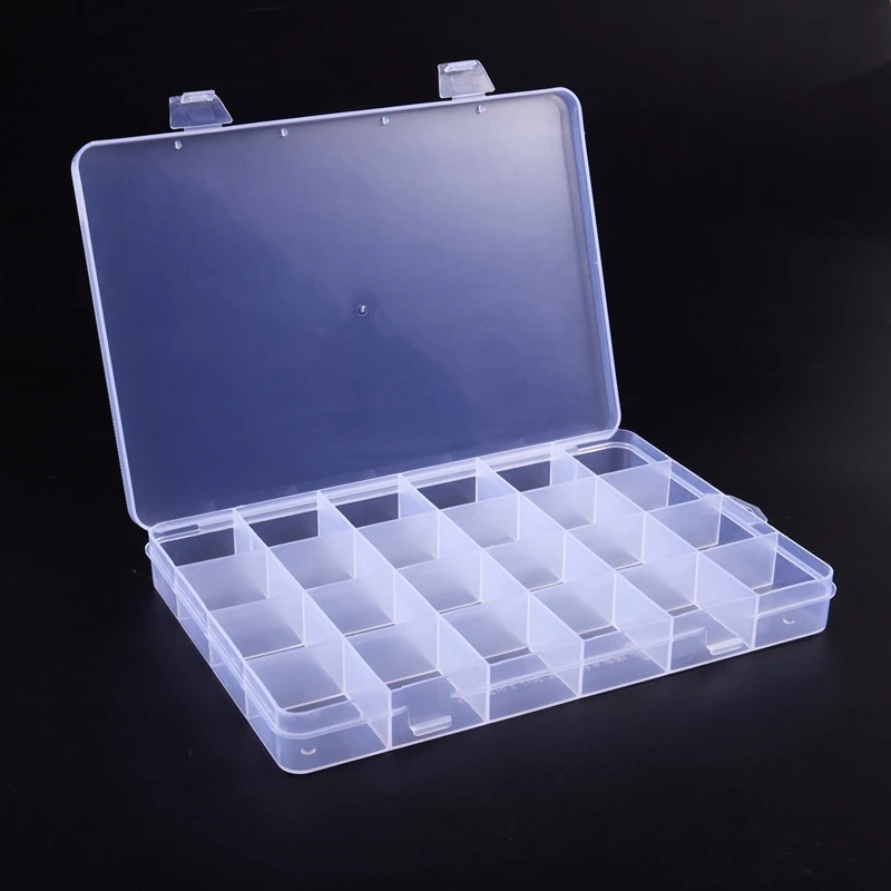 

24 Compartments Plastic Box Case Jewelry Bead Storage Container Craft Organizer