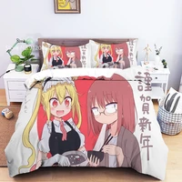 motorcycle racing duvet cover miss kobayashis dragon maid bedding set lovely kawaii anime bed quilt cover home decoration