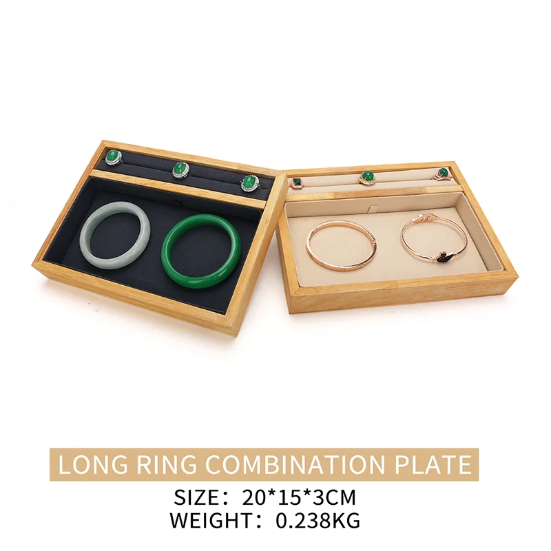 

High Quality Double Use Solid Wood Female Ring Bracelet Jewelry Display Plates For Earring Pendent Showcase Jewellery Organizers