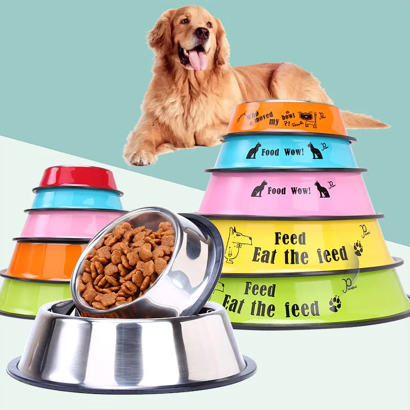 миски для кошек миска собак Миска из нержавеющей стали и нескользящая с защитой