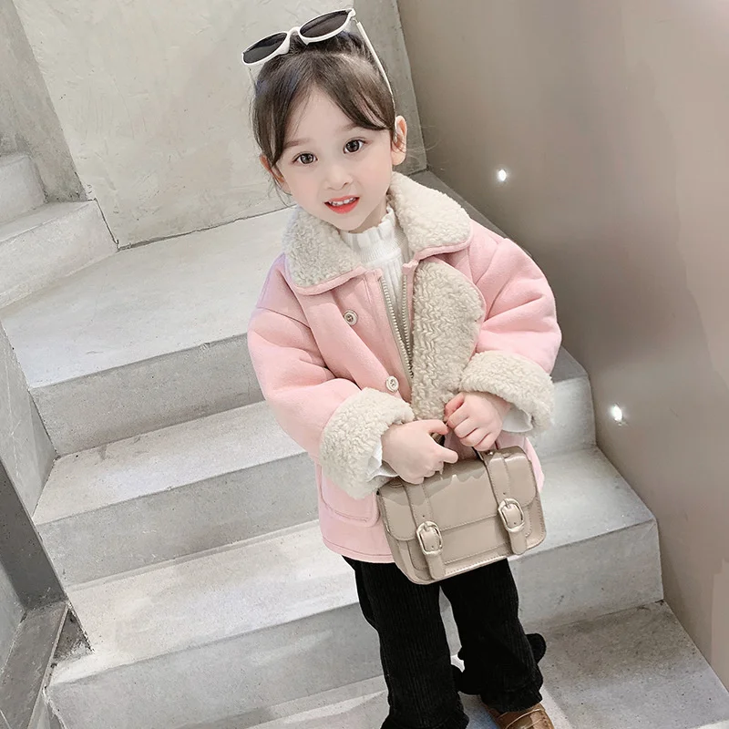 

Girls Coat Jacket Thicken Plus Velvet 2021 Sweet Thicken Plus Velvet Winter Autumn Cotton High Quality Outerwear Children's Clot