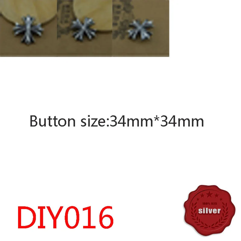 

DIY016 S925 sterling silver button brooch punk retro cross flower shape leather bag decoration sub-wallet button