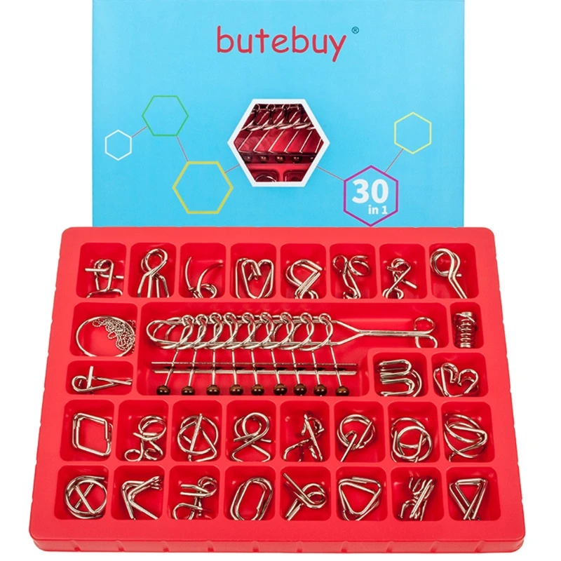 Butebuy 30 шт. металлическая проволока головоломка комплект IQ Разум Логические