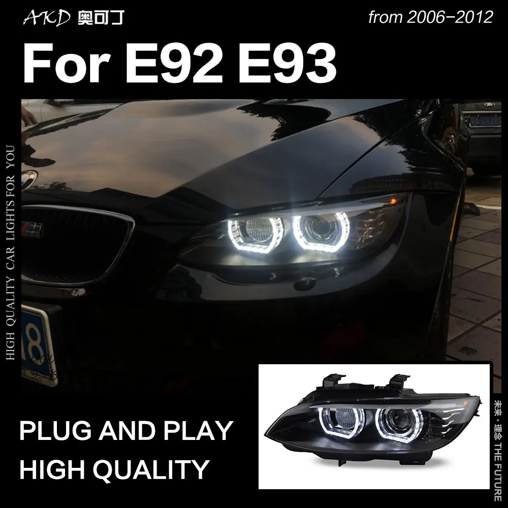AKD автостайлинг для BMW E92 фары 2006-2012 E93 330i 335i DRL Hid ангельские глазки Биксеноновые