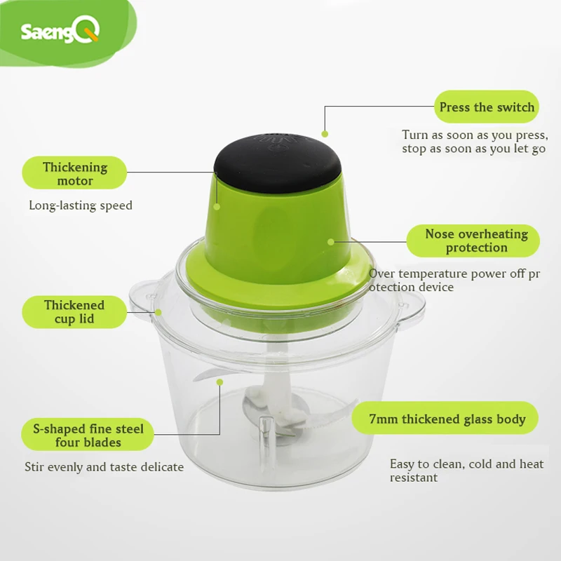 Электрическая кухонная мясорубка saengQ измельчитель из нержавеющей стали емкость