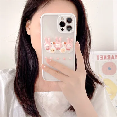 

Cartoon Cream Duckling Rabbit Mobile Phone Case All-Inclusive Soft Shell Application For Ladies Lovely Phone Case 2021 Style