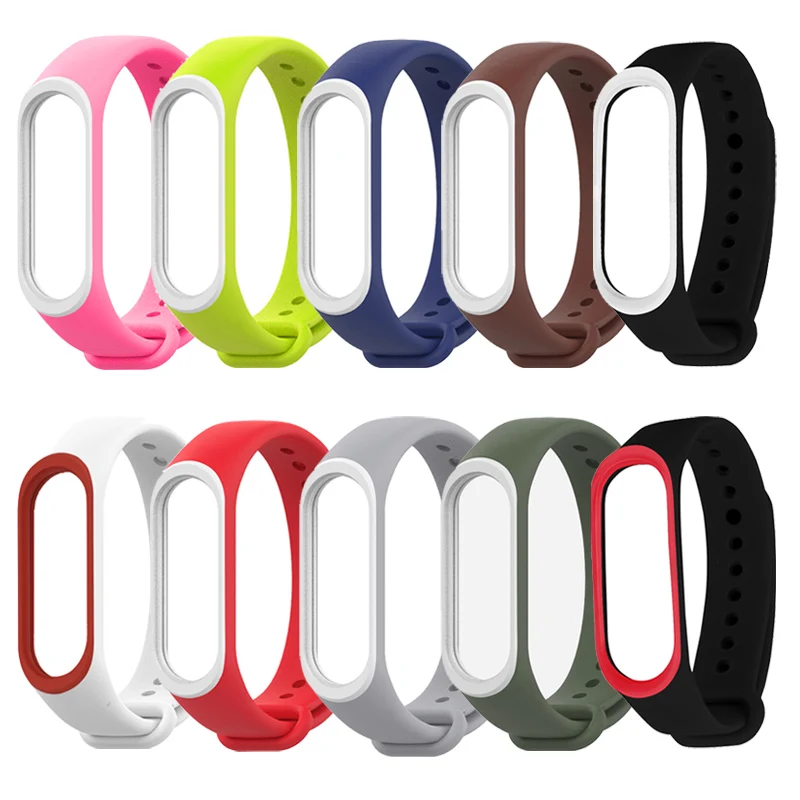 10 шт./упак. для Mi Band 3 4 ремешок браслет аксессуары для Mi 3 Mi 4 ремешок силиконовый спортивный фитнес-браслете Mi Band 4 браслет