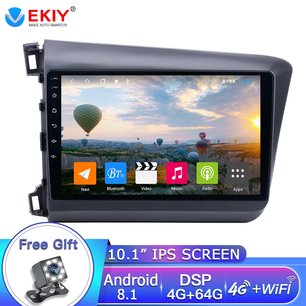 EKIY 10 1 дюймов Android 8 автомобильное радио для 2012-2015 Honda Civic автомобильная навигация