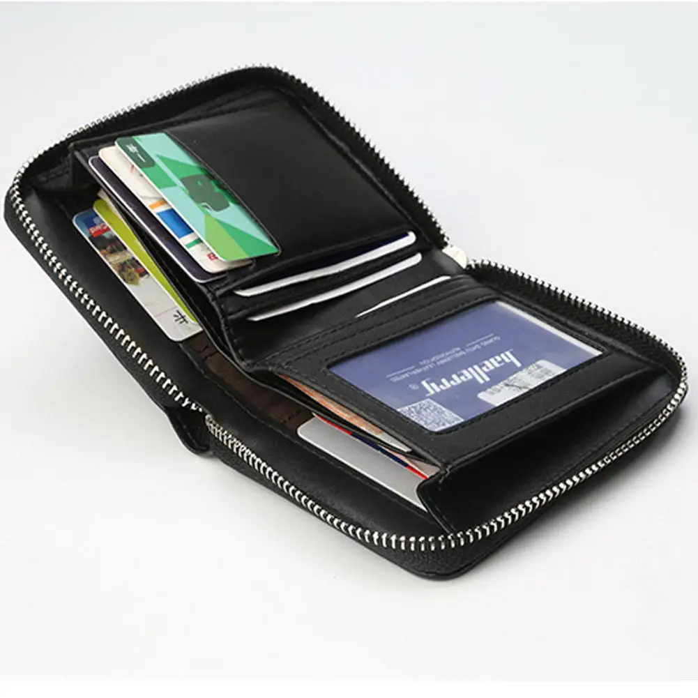 Мужской кошелек из искусственной кожи на молнии складной держатель для карт