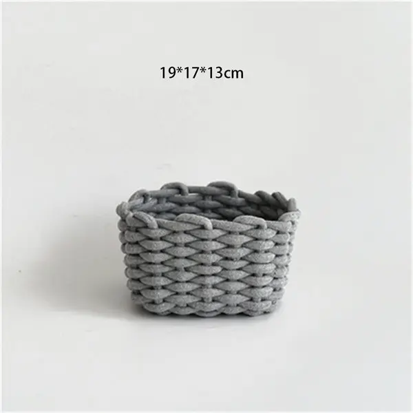 Grey S Нордическая линия хлопка плетеная корзина для хранения грубой веревки мелочи отделочная коробка простой шик косметические игрушки Органайзер рамка - Цвет: Grey S