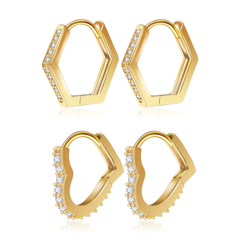 

WeSparking EMO Copper Geometric Heart Shape With Zircon Huggie Earrings Set For Women 2022 Fashion Jewelry Free Shipping