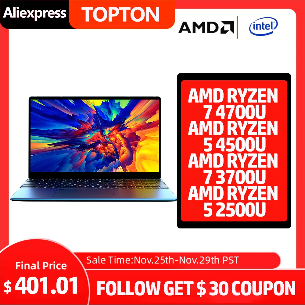 

15.6" FHD 1920 x 1080 IPS Display AMD Ryzen 7 4700U 5 4500U Processor Max 36GB DDR4 2TB M.2 SSD Metal Notebook Windows 10 Pro AC