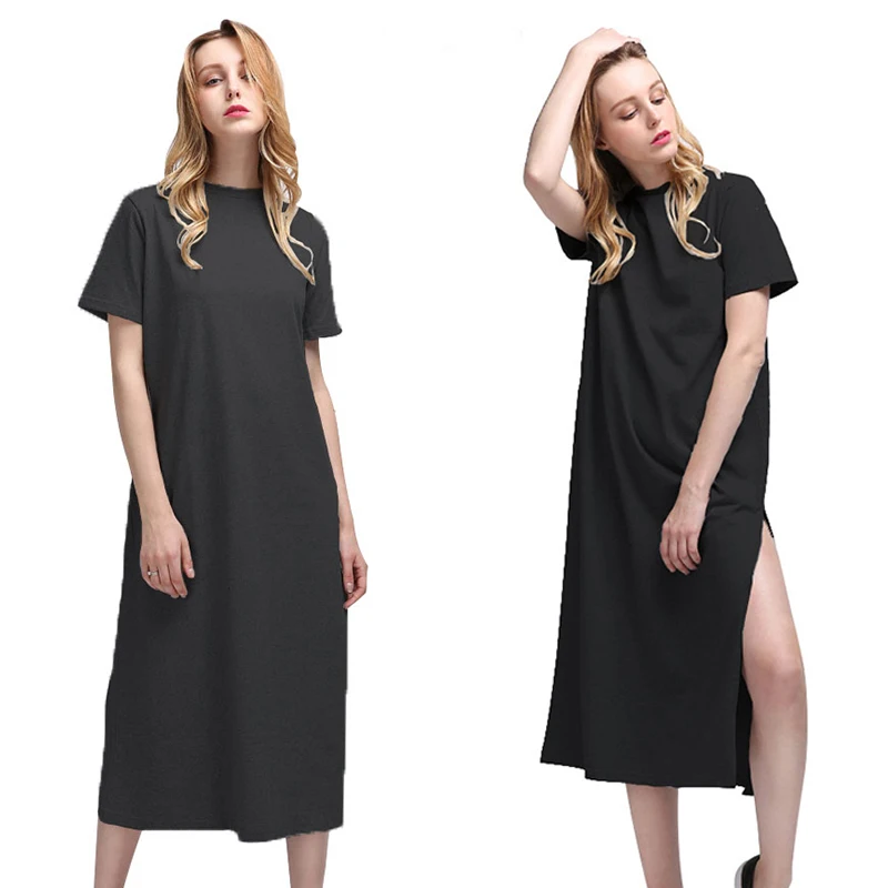 

Платье-футболка женское длинное в стиле бохо, Пляжная пикантная винтажная вязаная Облегающая рубашка, элегантный повседневный и вечерний н...