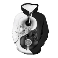 mens 3d printing hooded sweatshirt creative punk style black and white tai chi skull hoodies winter fashion men clothing jacket