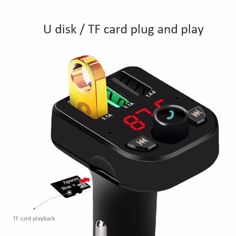Автомобильный плеер Bluetooth 5 0 беспроводной FM-передатчик воспроизведение голоса и