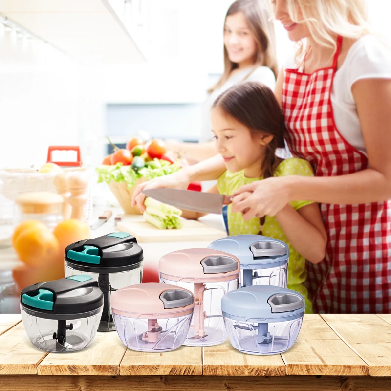 

500/900ml Manual Meat Grinder Portable Fruit Vegetable Shredder Slicer Garlic Chopper Mincer Mixer Blender Kitchen Appliances