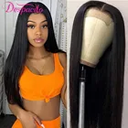 Перуанские прямые HD прозрачные кружевные передние парики из человеческих волос, предварительно выщипанные и отбеленные парики на сетке для женщин, натуральный парик